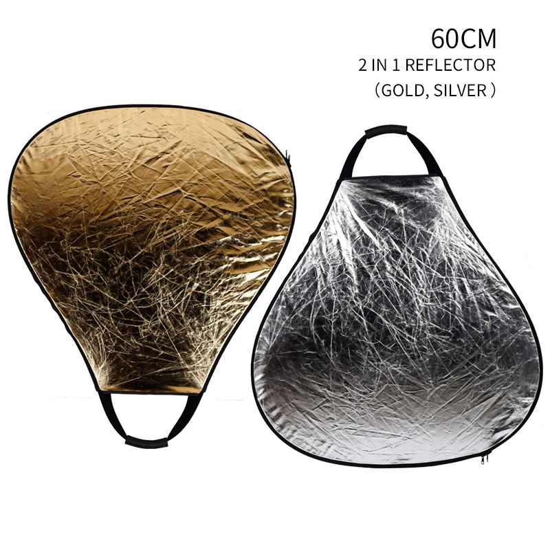 23.6 Inch 60cm 2-in-1 Collapsible Multi Photography Portable Handheld Triangle Reflector Silver/Gold or Silver/White Optional
23.6 Inch 60cm 2-in-1 Collapsible Multi Photography Portable Handheld Triangle Reflector Silver/Gold or Silver/White Optional