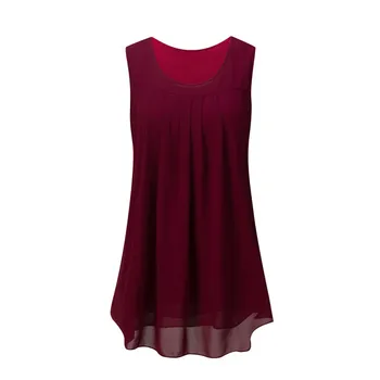 Women Sleeveless Chiffon Blouse O-Neck Tank Top Double Layers Casual Blouses Solid
Women Sleeveless Chiffon Blouse O-Neck Tank Top Double Layers Casual Blouses Solid