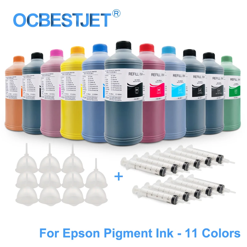 

11x1000ML Universal Pigment Ink Refill Ink Kit For Epson Stylus Pro 7900 9900 7910 4900 4910 SureColor P6000 P7000 P8000 P9000