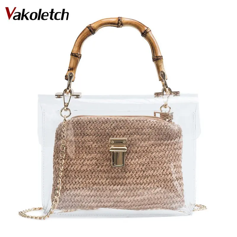 2022 Handbag With Bamboo Handle Summer Small Chain Crossbody Bags Ladies Straw Beach Bags Transparent Bag For Women KL477
2022 Handbag With Bamboo Handle Summer Small Chain Crossbody Bags Ladies Straw Beach Bags Transparent Bag For Women KL477
