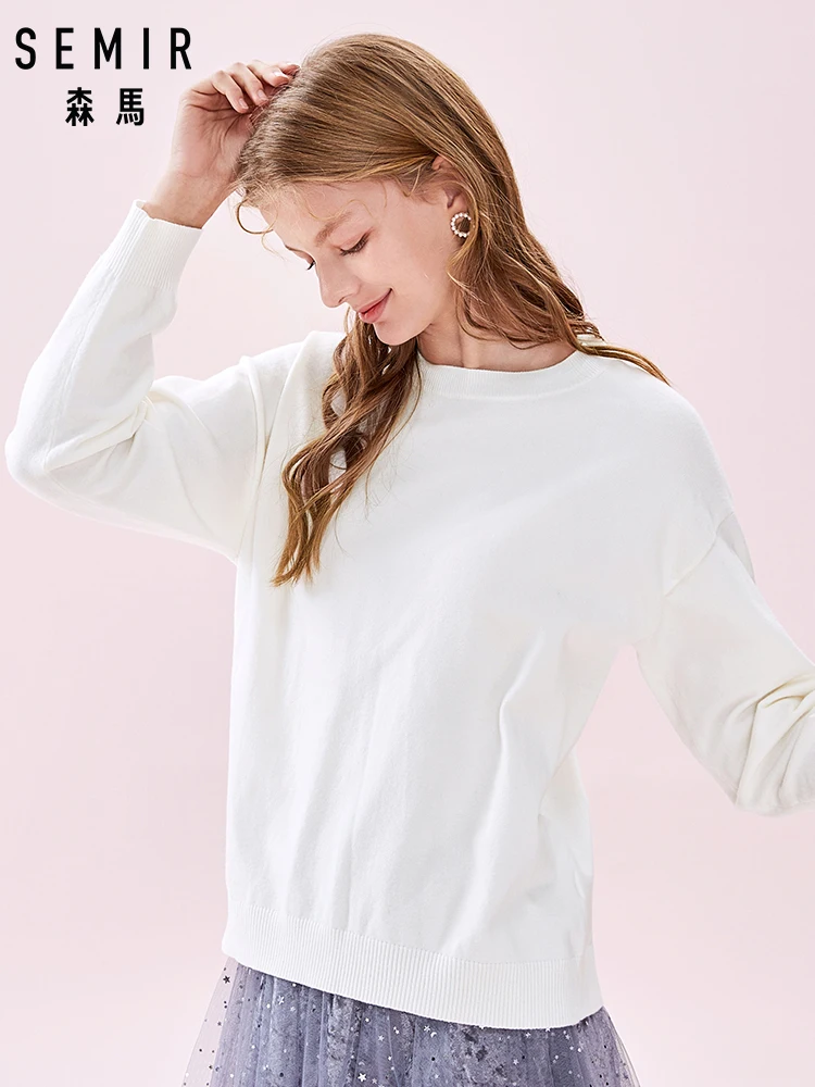 SEMIR Women Fine Knit Sweater with Bow Tie at Back Women's Dropped Shoulder Pullover Sweater with Ribbed Crewneck Cuff and Hem
SEMIR Women Fine Knit Sweater with Bow Tie at Back Women's Dropped Shoulder Pullover Sweater with Ribbed Crewneck Cuff and Hem