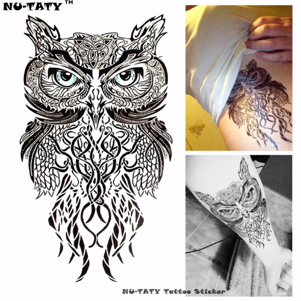 Image Owl Flash Tattoo Sticker 12*20cm Waterproof Harajuku Henna Beauty Summer Style 2015 Temporary Body Art FREE SHIPPING
