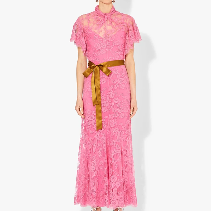 HIGH QUALITY Newest 2019 Summer Runway Dress Women's Butterfly Sleeve Lace Long Dress
HIGH QUALITY Newest 2019 Summer Runway Dress Women's Butterfly Sleeve Lace Long Dress