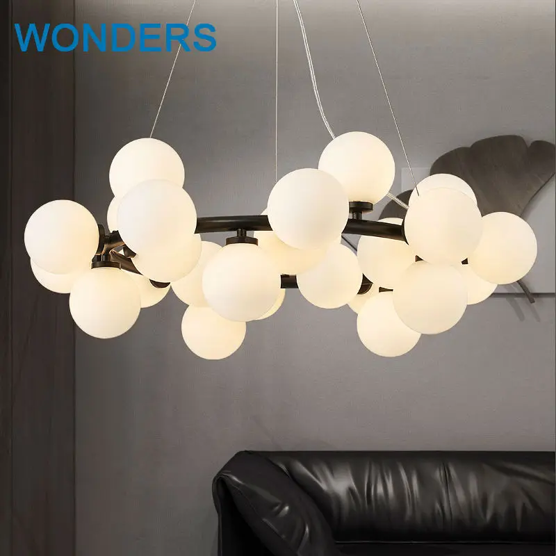 Contemporary and contracted creative molecular fashion clothing store character sitting room glass ball magic beans droplight
Contemporary and contracted creative molecular fashion clothing store character sitting room glass ball magic beans droplight