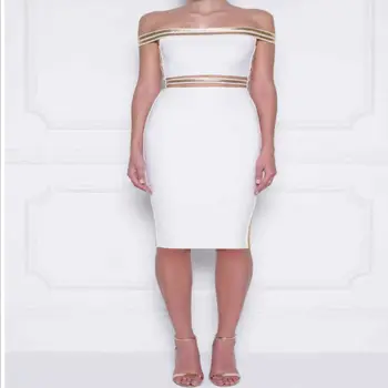 Sexy Women's Fashion White Bandage Dresses Evening Club Party Dresses Vestidos Sequined Slash Neck Slim Knee-Length Autumn Dress
Sexy Women's Fashion White Bandage Dresses Evening Club Party Dresses Vestidos Sequined Slash Neck Slim Knee-Length Autumn Dress