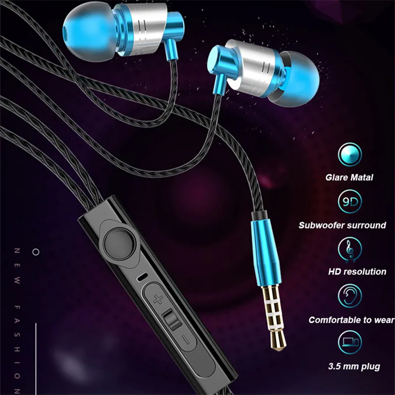 Bass Earpieces 9D In-ear Earphone Metal Wired Headset Hifi Earbuds for Samsung Huawei Xiaomi Phone Ear Phones fone de ouvido
Bass Earpieces 9D In-ear Earphone Metal Wired Headset Hifi Earbuds for Samsung Huawei Xiaomi Phone Ear Phones fone de ouvido