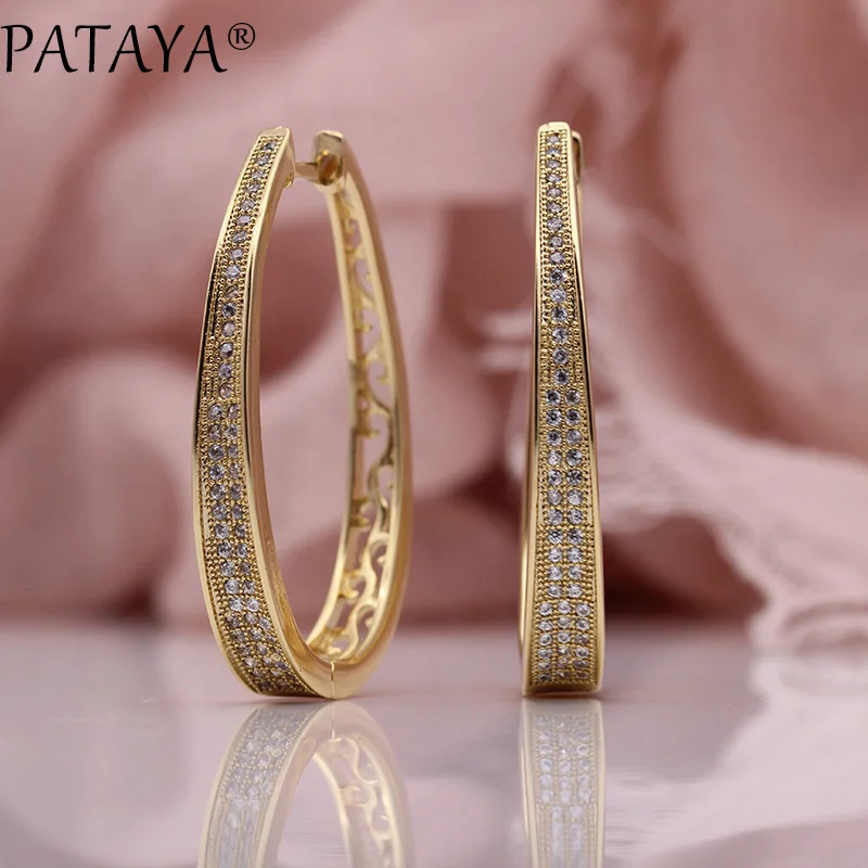 PATAYA New Irregular Big Circle Earring Women Fashion Jewelry 585 Rose Gold Color Micro Wax Inlay Natural Zircon Dangle Earrings
PATAYA New Irregular Big Circle Earring Women Fashion Jewelry 585 Rose Gold Color Micro Wax Inlay Natural Zircon Dangle Earrings