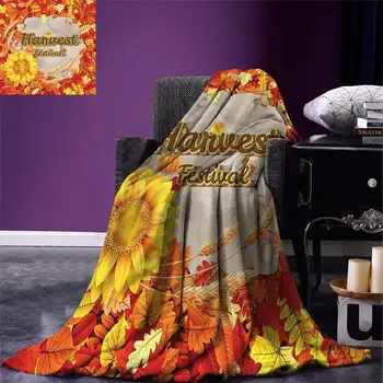 Harvest Throw Blanket Harvest Festival Poster Design with Vibrant Autumn Leaves and Sunflower Warm Microfiber Blanket 
Harvest Throw Blanket Harvest Festival Poster Design with Vibrant Autumn Leaves and Sunflower Warm Microfiber Blanket