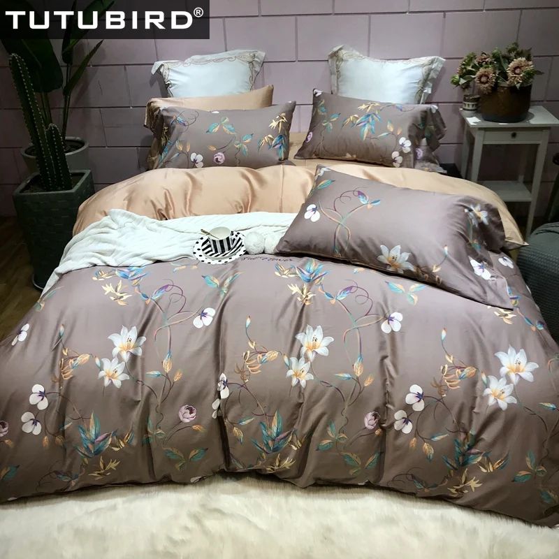 Luxury Egyptian cotton bedding set brown flower print bedlinen pure soft sheets Satin duvet cover pastoral princess bedspread
Luxury Egyptian cotton bedding set brown flower print bedlinen pure soft sheets Satin duvet cover pastoral princess bedspread