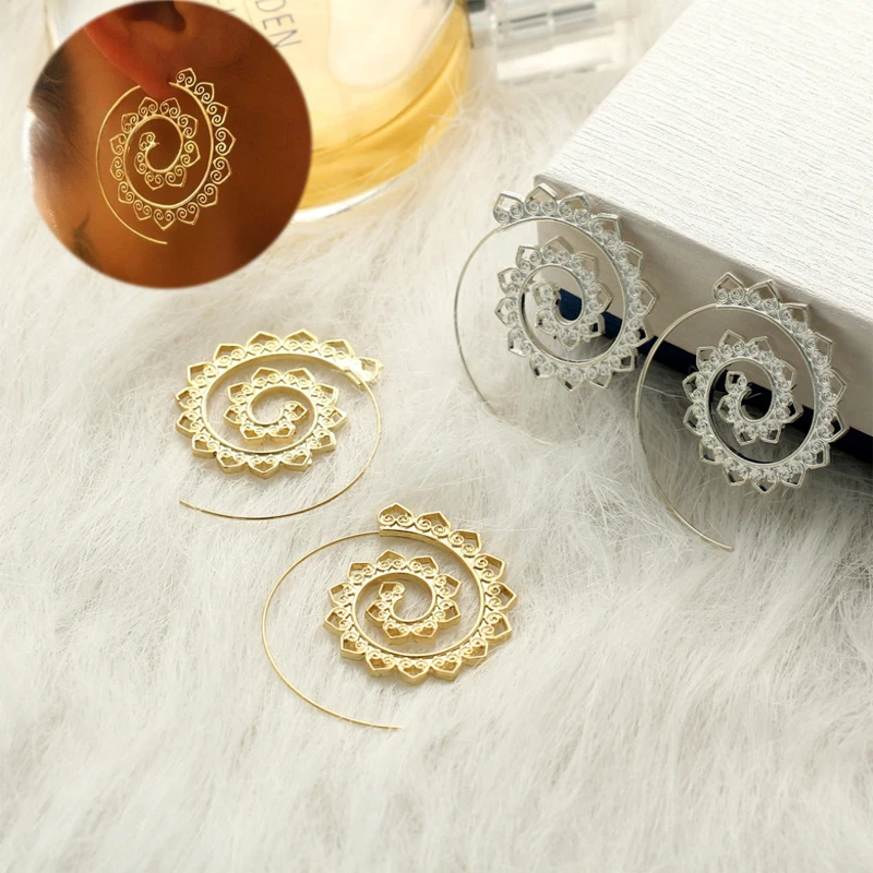 1 Pair Girl Spiral Love Heart Jewelry Earrings Hollow Out Vortex Gear Eardrop Women Simple Exaggerated Boho Dangler Accessories
1 Pair Girl Spiral Love Heart Jewelry Earrings Hollow Out Vortex Gear Eardrop Women Simple Exaggerated Boho Dangler Accessories