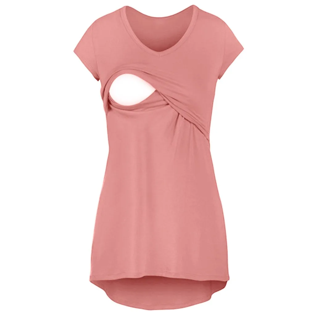 Women's Maternity Nursing Wrap Top Cap Short Sleeve Double Layer Blouse T Shirt (Pink )
Women's Maternity Nursing Wrap Top Cap Short Sleeve Double Layer Blouse T Shirt (Pink )