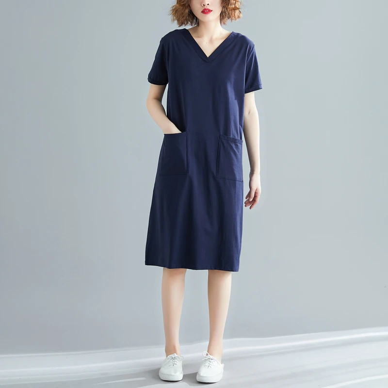 mori girl big size women's dress cotton V-Neck short sleeve pocket solid color loose casual long dresses female
mori girl big size women's dress cotton V-Neck short sleeve pocket solid color loose casual long dresses female