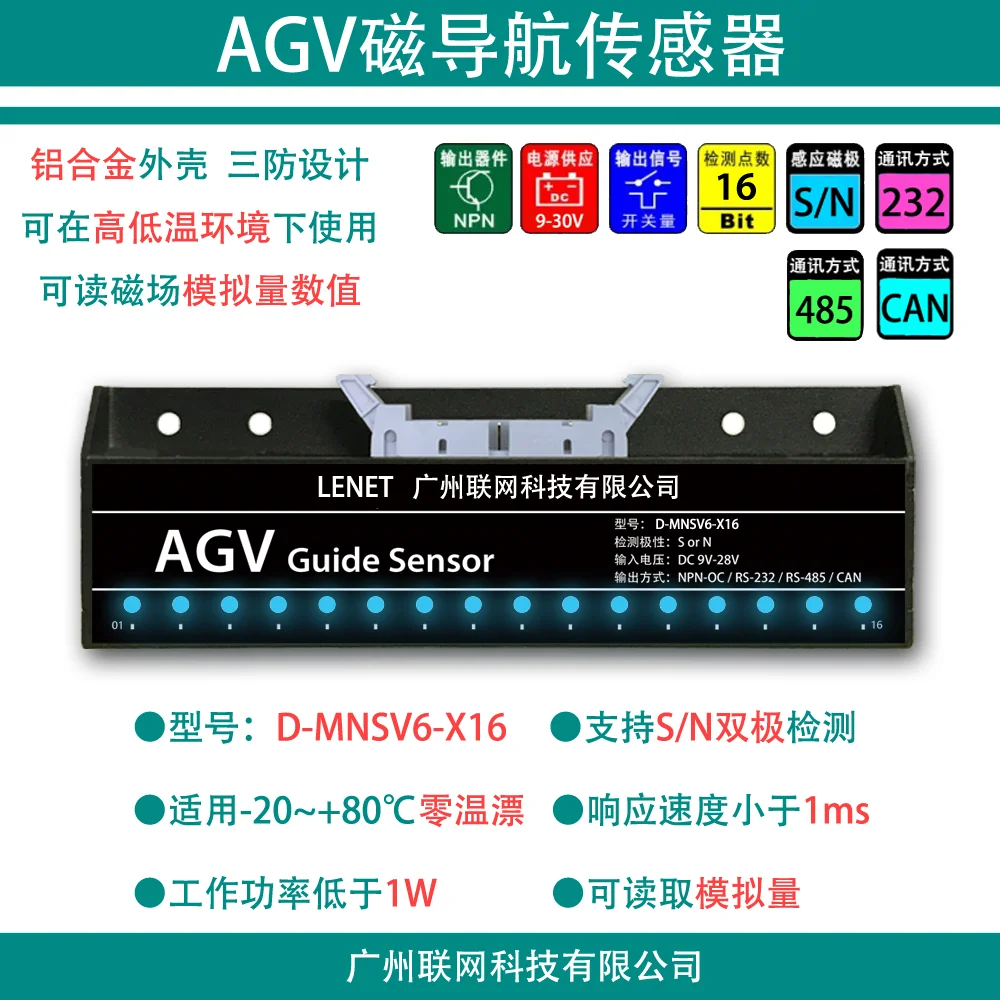 16-bit Magnetic Navigation Sensor for AGV Dining Robot with High Sensitivity D-MNSV6-X16
16-bit Magnetic Navigation Sensor for AGV Dining Robot with High Sensitivity D-MNSV6-X16