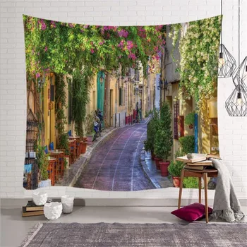 

European Cityscape Wall Art Home Decor tapestry Alley in Old Town Tuscany Italy Wall Hanging Tapestry w3-new-LS-OZXZ-2