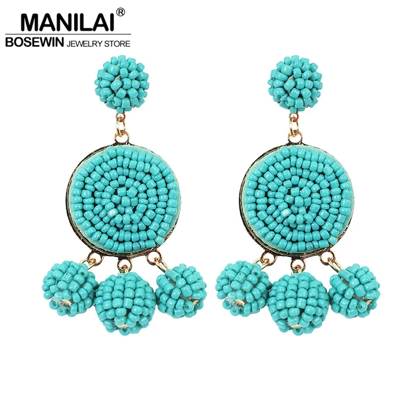 MANILAI Boho Resin Beads Dangle Earrings For Women Handmade Circular Statement Pendant Earrings Beach Jewelry
MANILAI Boho Resin Beads Dangle Earrings For Women Handmade Circular Statement Pendant Earrings Beach Jewelry