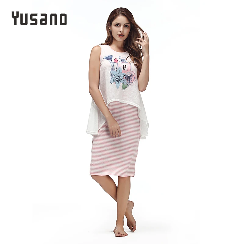 Nightgown for Women Summer Women's Nightgown Cotton Stripe 2 Layers Nightshirt Printing Night Dress Sleepwear Home Dress Nighty
Nightgown for Women Summer Women's Nightgown Cotton Stripe 2 Layers Nightshirt Printing Night Dress Sleepwear Home Dress Nighty