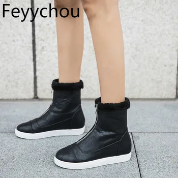 Women Boots Autumn Winter Low Heel Warm Faux Fur Pu Zip Platform Wedges Mid-calf Snow Shoes 2018 New Fashion Black White
Women Boots Autumn Winter Low Heel Warm Faux Fur Pu Zip Platform Wedges Mid-calf Snow Shoes 2018 New Fashion Black White