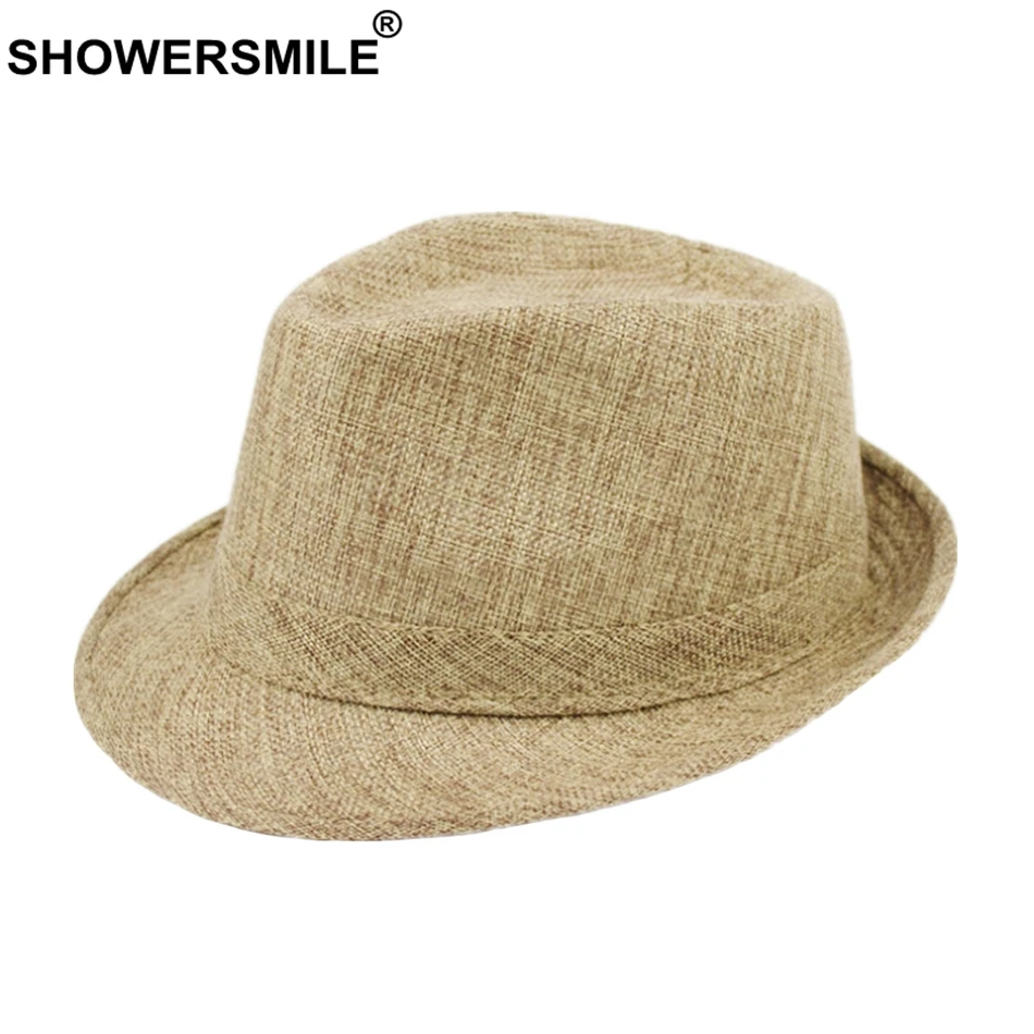 SHOWERSMILE Men Fedora Hats Classic Solid Linen Jazz Cap Male Khaki Brand British Style Spring Summer Plain Outdoor Beach Hat
SHOWERSMILE Men Fedora Hats Classic Solid Linen Jazz Cap Male Khaki Brand British Style Spring Summer Plain Outdoor Beach Hat