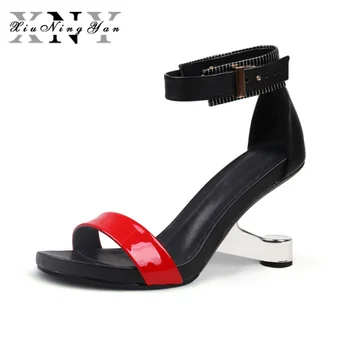 Xiuningyan High Heel Sandals Women Shoes Genuine Leather Mixed Color Open Toe Strange Fretwork Heel Summer Women Sandals 2019
Xiuningyan High Heel Sandals Women Shoes Genuine Leather Mixed Color Open Toe Strange Fretwork Heel Summer Women Sandals 2019