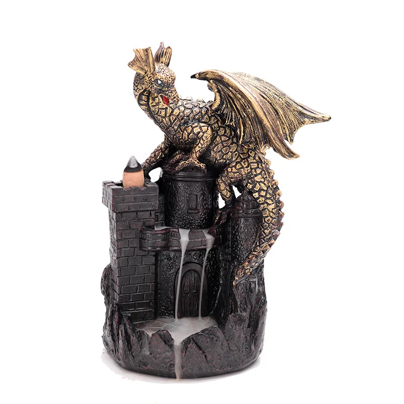 Resin Dragon castle Incense Burner for Smoke Backflow Like Water Streaming Down Art Craft Furnace Home Decor mx5161459
Resin Dragon castle Incense Burner for Smoke Backflow Like Water Streaming Down Art Craft Furnace Home Decor mx5161459