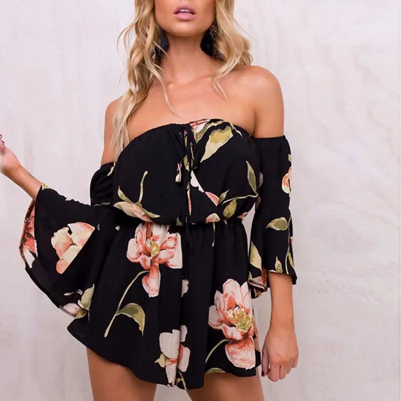 ROPALIA Off Shoulder Boho Floral Print Ruffles Jumpsuit Summer Short Pleated Women Rompers Sexy Strapless Beach Playsuit T7
ROPALIA Off Shoulder Boho Floral Print Ruffles Jumpsuit Summer Short Pleated Women Rompers Sexy Strapless Beach Playsuit T7