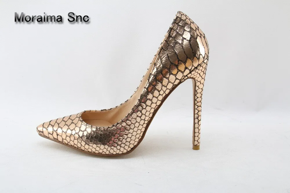 Moraima Snc Brand Pointed Toe Stiletto Heel Women Shoes Gold Snake Leather Thin High Heels Party Shoes Slip-on Women Pumps
Moraima Snc Brand Pointed Toe Stiletto Heel Women Shoes Gold Snake Leather Thin High Heels Party Shoes Slip-on Women Pumps