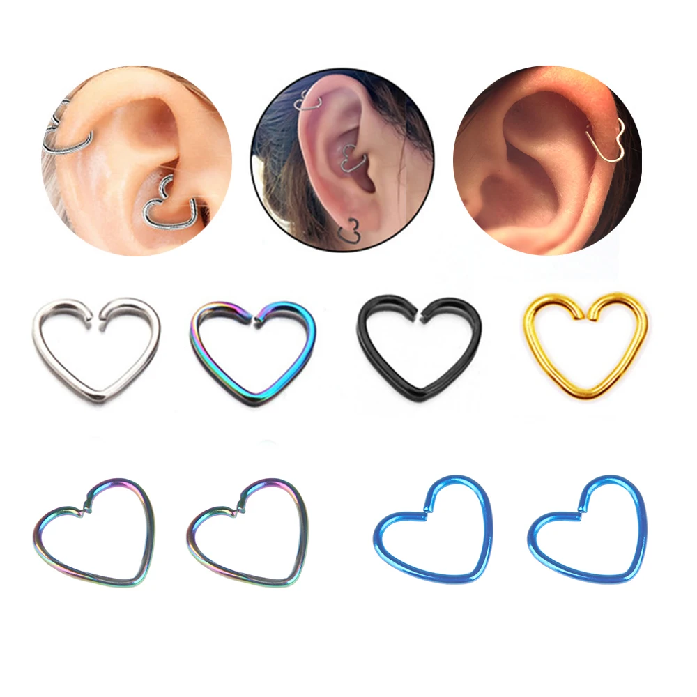 2pcs or 1pc Surgical Steel Daith Heart Ear Nose Ring Cartilage Tragus Piercings Hoop Lip Nose Ring Orbital Ear Stud Body Jewelry
2pcs or 1pc Surgical Steel Daith Heart Ear Nose Ring Cartilage Tragus Piercings Hoop Lip Nose Ring Orbital Ear Stud Body Jewelry