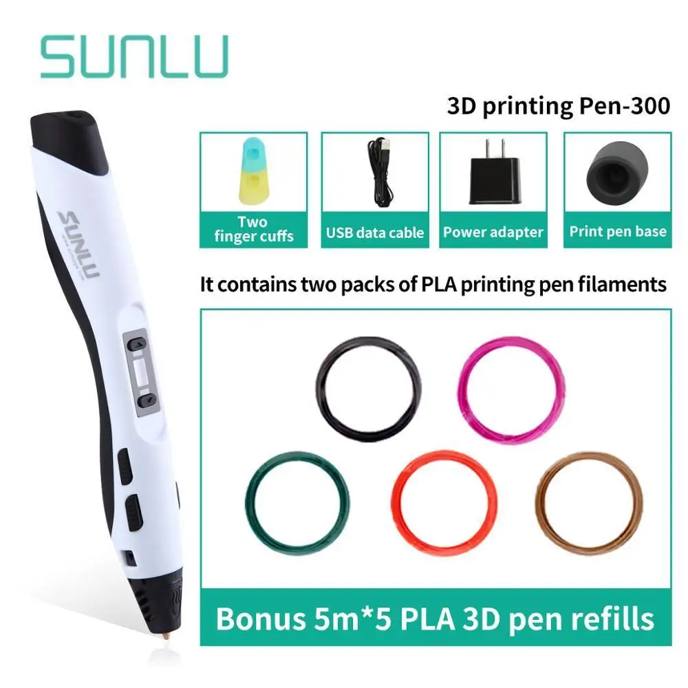 SUNLU 3D Drawing Pens With 50M PLA Filament SL-300A Low Temperature 3D Pen Set Children Scribble Pencil With LED Screen
SUNLU 3D Drawing Pens With 50M PLA Filament SL-300A Low Temperature 3D Pen Set Children Scribble Pencil With LED Screen