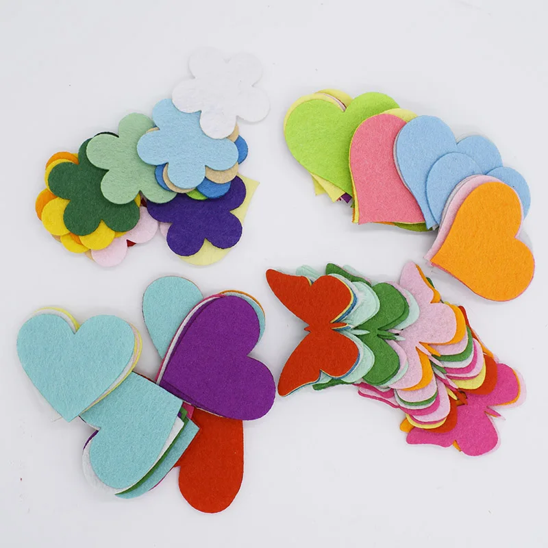 New Non-oven Felt Fabric Handmade DIY Material Cloth Laser Cutting Butterfly heart flower 100pcs/lot feltro Mix color
New Non-oven Felt Fabric Handmade DIY Material Cloth Laser Cutting Butterfly heart flower 100pcs/lot feltro Mix color
