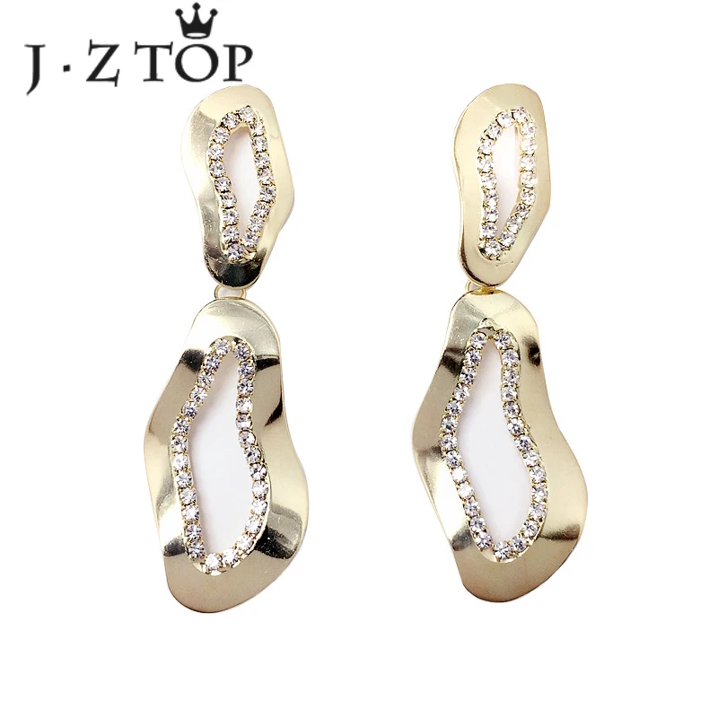 JZTOP Lady Luxury Crystal Gold Color Drop Earrings Exaggerated Oval Metal Irregular Long Earrings For Woman Statement Jewelry
JZTOP Lady Luxury Crystal Gold Color Drop Earrings Exaggerated Oval Metal Irregular Long Earrings For Woman Statement Jewelry