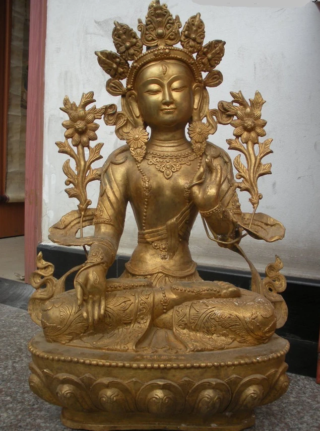 003906 22"Tibet Monastery Bronze Gild carve White Tara Kwan-Yin Buddha Statue 
003906 22"Tibet Monastery Bronze Gild carve White Tara Kwan-Yin Buddha Statue