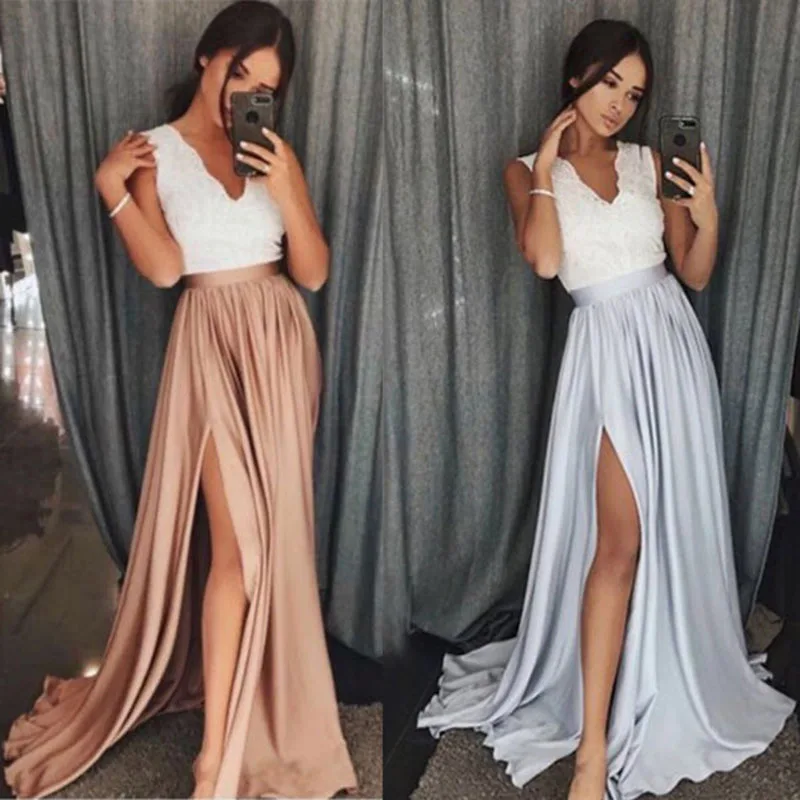 2018 Elegant Deep V-neck High Split Prom Long Dress Superior Chiffon Sleeveless A-lineillusion Zipper Evening Dress Gala Jurken
2018 Elegant Deep V-neck High Split Prom Long Dress Superior Chiffon Sleeveless A-lineillusion Zipper Evening Dress Gala Jurken