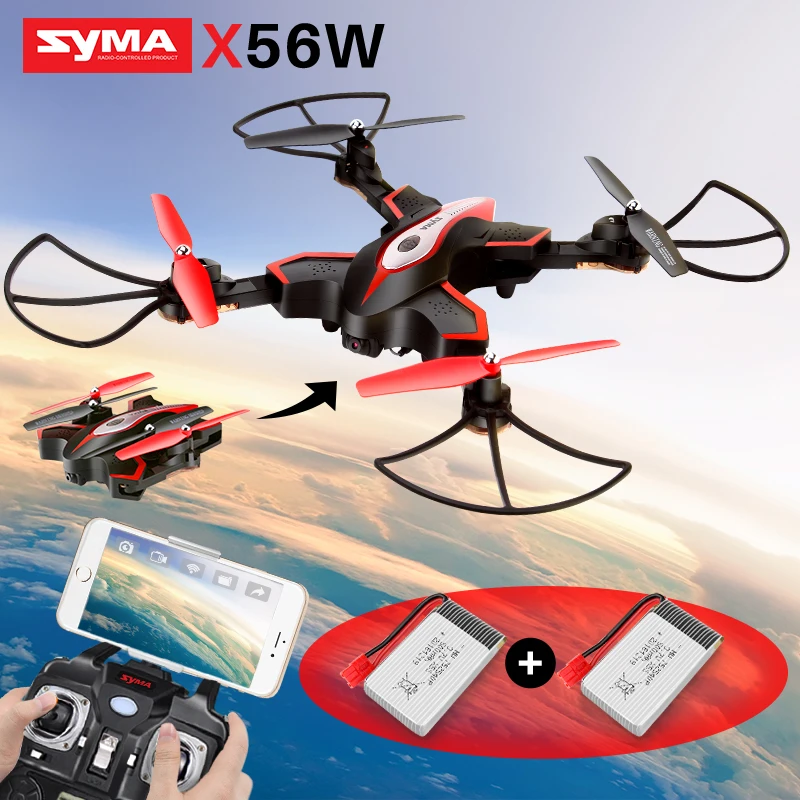 

SYMA X56W Foldable RC Drone With Camera Wifi FPV Real Time Quadcopter Headless RC Helicopter Drones Aircraft Toys For Children