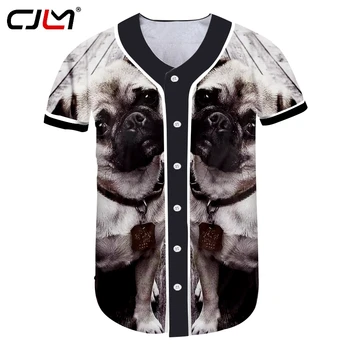 

CJLM Man Large Size Cheapest Animal Baseball Shirt 3D Full Printed Gray Dog Men's Loose Spandex Tshirt Direct Selling