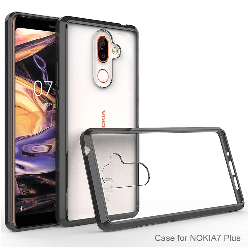 Жесткий чехол для Nokia 7 Plus прозрачный Гибридный Силиконовый ударопрочный
