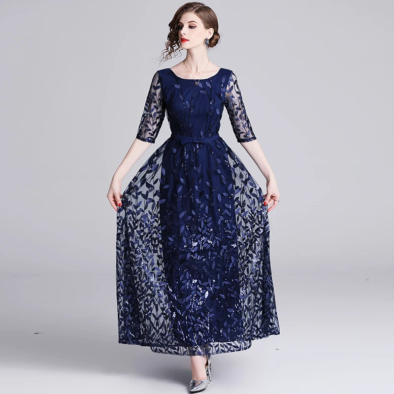 HAMALIEL Runway Designer Women Mesh Long Dress New 2019 Spring Blue Embroidery Tull Bow Floral Party Dress Slim Sequin Vestidos
HAMALIEL Runway Designer Women Mesh Long Dress New 2019 Spring Blue Embroidery Tull Bow Floral Party Dress Slim Sequin Vestidos