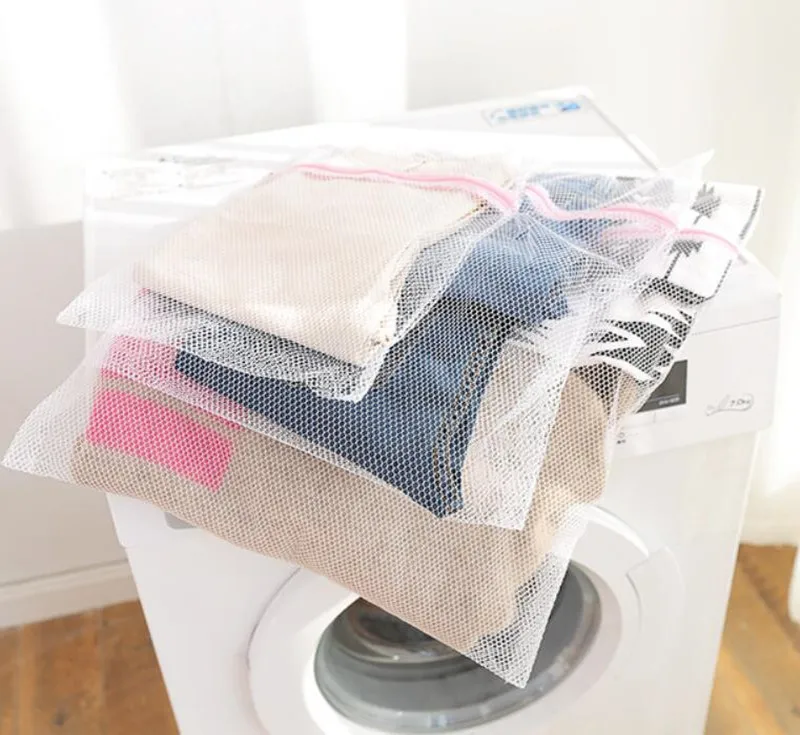 3 Sizes Zippered Mesh Laundry Wash Bags Foldable Delicates Lingerie Bra Socks Underwear Washing Machine Clothes Protection Net