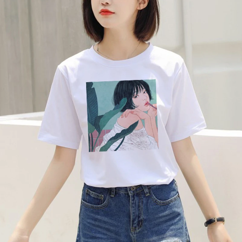 Summer new cartoon woman print casual fashion loose Harajuku tops short sleeve sweet Japanese O-neck Large size T-shirt
Summer new cartoon woman print casual fashion loose Harajuku tops short sleeve sweet Japanese O-neck Large size T-shirt