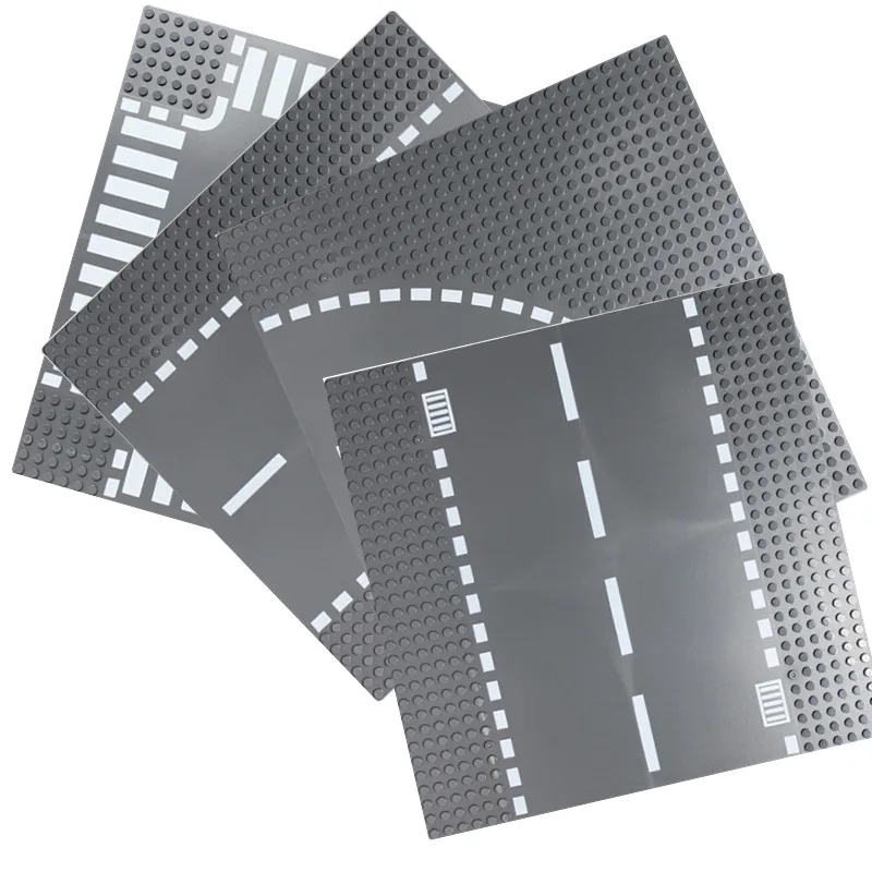 Road-Plate-Straight-Crossroad-Curve-T-Junction-Building-Blocks-Base-Plate-Models-City-Street-Baseplate-Brinquedos