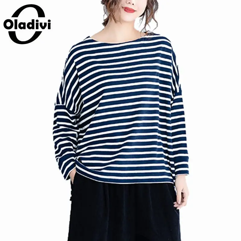 Oladivi Oversized Plus Size Long Sleeve Shirt Women Striped Casual Tee Shirt Femme Blusas Ladies Cotton Tshirt Top Tunic 7XL 6XL
Oladivi Oversized Plus Size Long Sleeve Shirt Women Striped Casual Tee Shirt Femme Blusas Ladies Cotton Tshirt Top Tunic 7XL 6XL