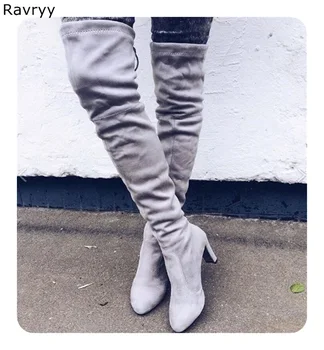 Ins Fashion Woman's gray long boots suede leather autumn winter slip-on band women over-the-knee boot thick heel female shoes
Ins Fashion Woman's gray long boots suede leather autumn winter slip-on band women over-the-knee boot thick heel female shoes