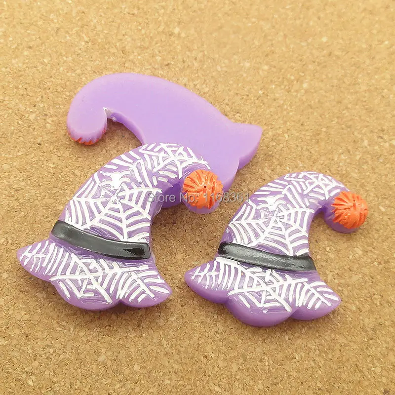 1pcs/lot resin flat back Halloween purple spider hat 27mm Cabochons Hair Bow Center DIY Christmas decration C118-8