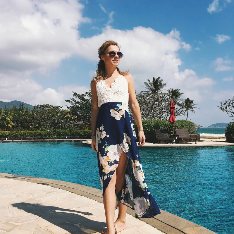 Floral Halter Chiffon Long Dress Women Backless 2018 Spaghetti Strap Maxi Dresses Sexy White Lace Up Summer Split Beach Dress
Floral Halter Chiffon Long Dress Women Backless 2018 Spaghetti Strap Maxi Dresses Sexy White Lace Up Summer Split Beach Dress