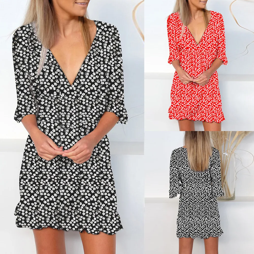 2019 Sexy Summer Bohemian Women Floral Printed Middle Above Knee Butterfly Sleeve V-Neck Casual Dress Beach Ruffled Dress 50
2019 Sexy Summer Bohemian Women Floral Printed Middle Above Knee Butterfly Sleeve V-Neck Casual Dress Beach Ruffled Dress 50