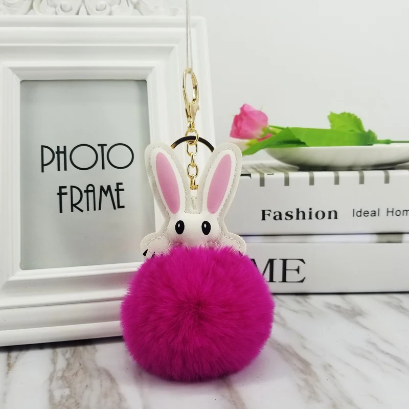 14//16cm Soft Faux Fur PomPom DIY Car Handbag Keychain Fluffy Ball Pendant Call