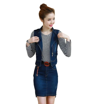 Denim Jacket Skirt Suit 2019 Spring Fashion Elegant Casual 2 Piece Set Women Zipper Jeans Coat And Mini Slim Denim Skirts Suits
Denim Jacket Skirt Suit 2019 Spring Fashion Elegant Casual 2 Piece Set Women Zipper Jeans Coat And Mini Slim Denim Skirts Suits