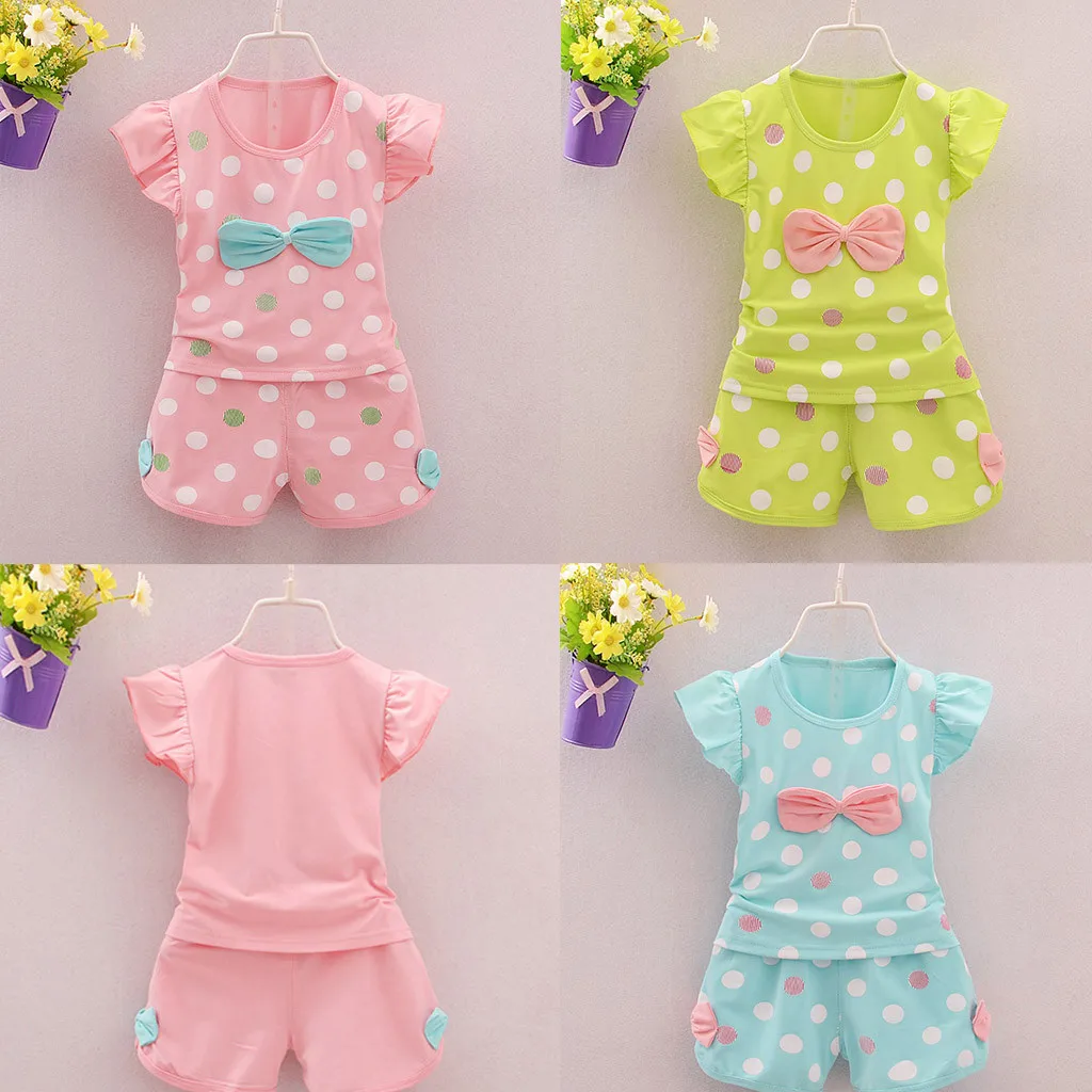Toddler Kids Baby Girls Sets Bowknot Dot T-shirt + Shorts Pants 2Piece Child Outfit Infant Clothes 1-3 Years birthday Kids Suit
Toddler Kids Baby Girls Sets Bowknot Dot T-shirt + Shorts Pants 2Piece Child Outfit Infant Clothes 1-3 Years birthday Kids Suit