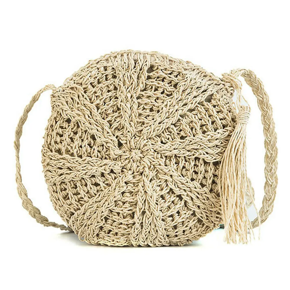 Round Straw Bag Handmade Rattan Woven Vintage Retro Straw Rope Knitted Women Crossbody Handbag Fresh Summer Beach Bag Bohemia
Round Straw Bag Handmade Rattan Woven Vintage Retro Straw Rope Knitted Women Crossbody Handbag Fresh Summer Beach Bag Bohemia