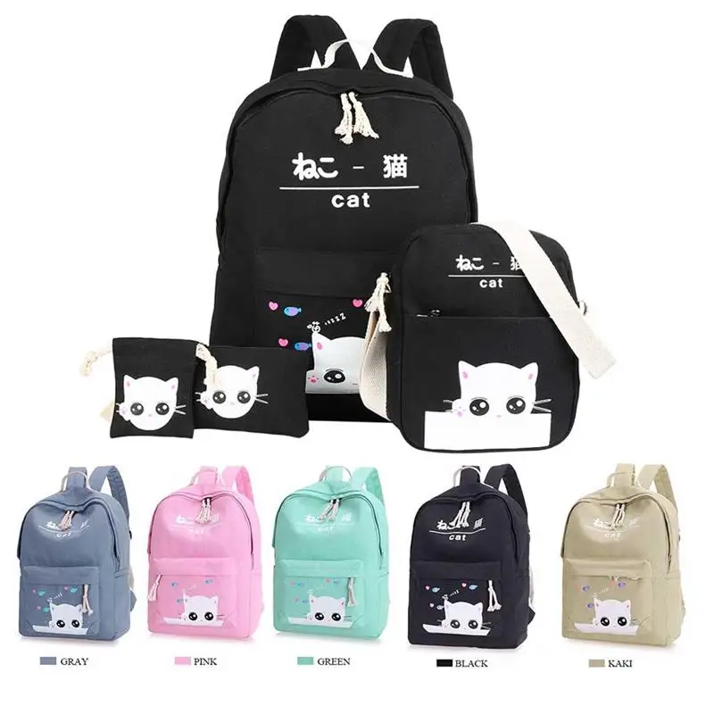 Vbiger 4Pcs/set Canvas Women School Bags Printing Cute Cat Fashion Shoulder Backpack Casual Student Backpack for Teenager Girls
Vbiger 4Pcs/set Canvas Women School Bags Printing Cute Cat Fashion Shoulder Backpack Casual Student Backpack for Teenager Girls