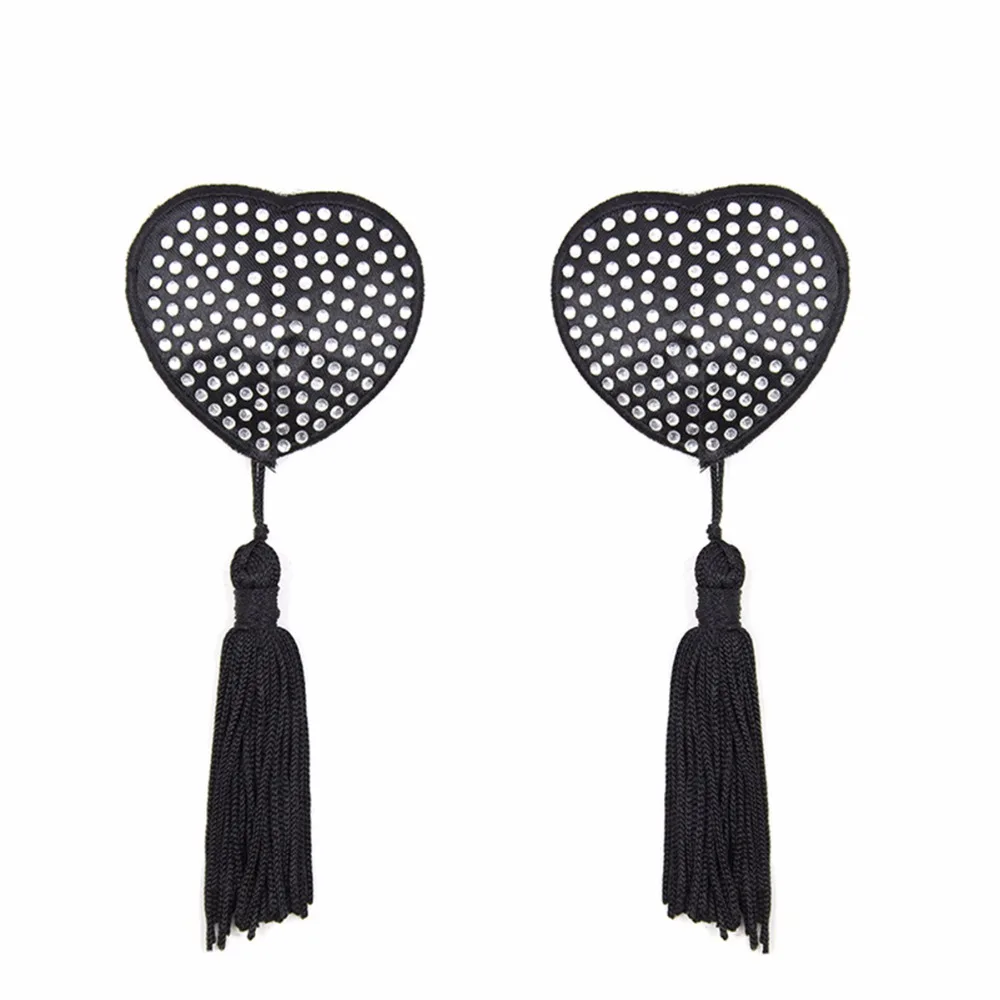 

Temptation Reusable Nipple Cover Women Self Adhesive Sexy Pasties Heart Tassels Tepel Cover Diamond Tepel Cover Bra Accessories